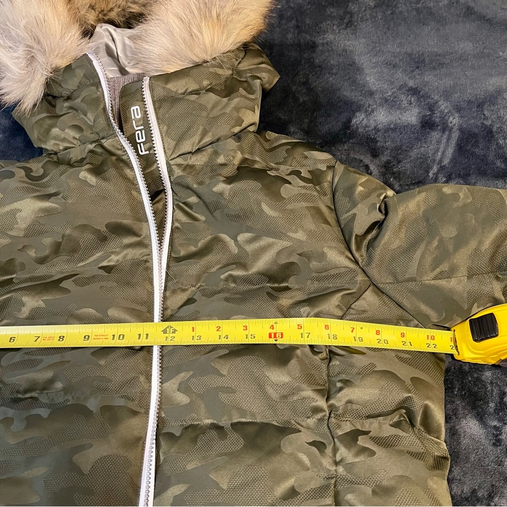 FERA Women’s Chloe Camo Down Ski Winter‎ Snow Parka Hooded Zipper Jacket Size 10 - Picture 10 of 16